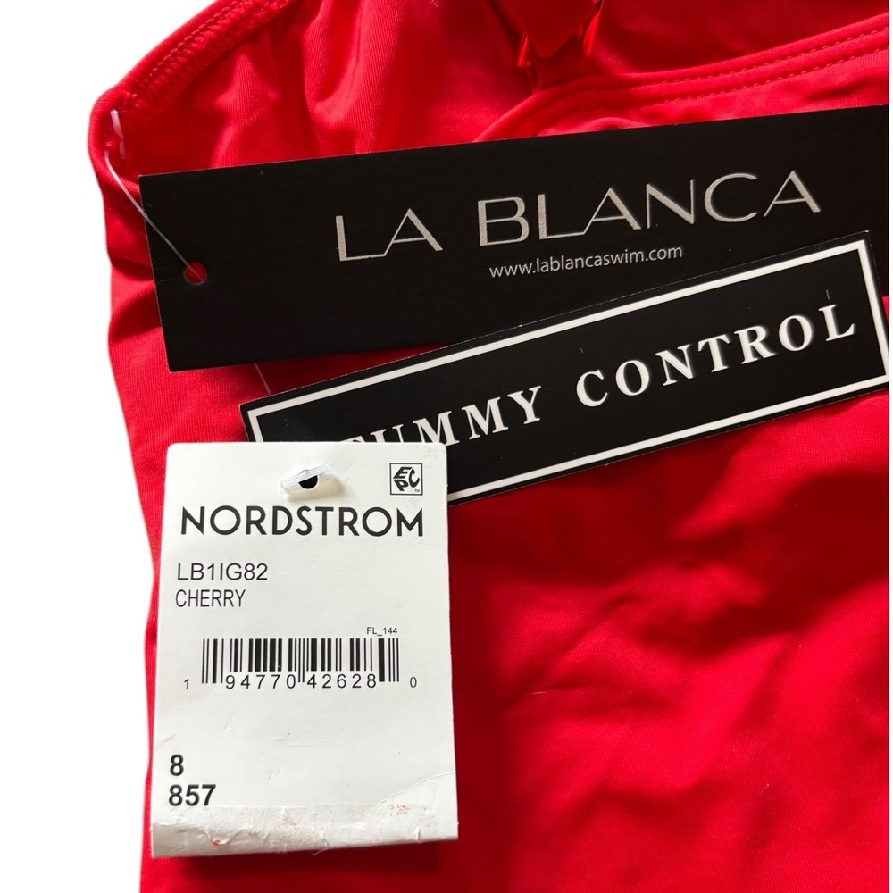 La Blanca Cherry Red One Shoulder Tummy Control Tankini Top LB1IG82 Size 8 - Picture 7 of 10